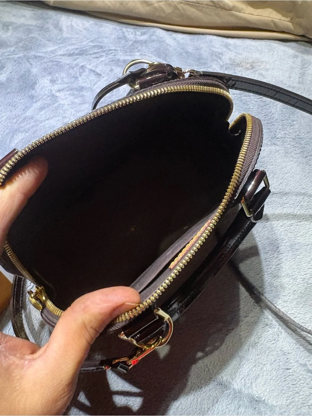 Louis Vuitton Vernis Alma BB Satchel in Deep Bordeaux Patent